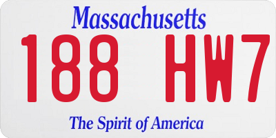 MA license plate 188HW7