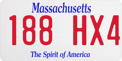 MA license plate 188HX4