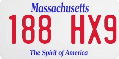 MA license plate 188HX9