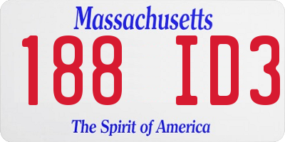 MA license plate 188ID3