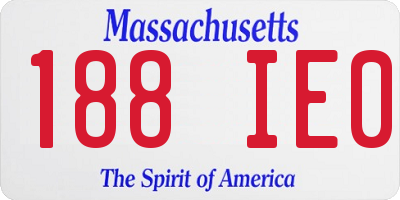 MA license plate 188IE0