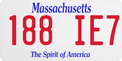 MA license plate 188IE7