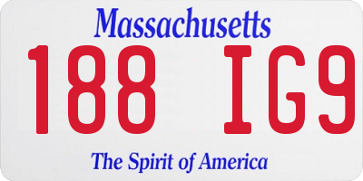 MA license plate 188IG9