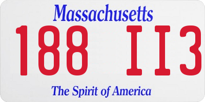 MA license plate 188II3