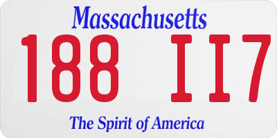 MA license plate 188II7