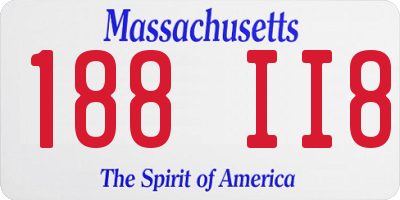 MA license plate 188II8