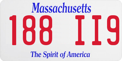MA license plate 188II9