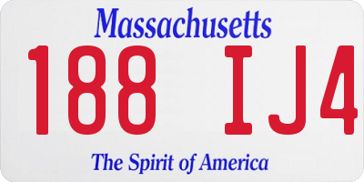 MA license plate 188IJ4