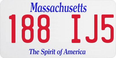 MA license plate 188IJ5