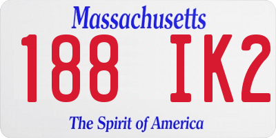 MA license plate 188IK2