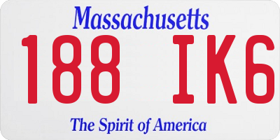 MA license plate 188IK6