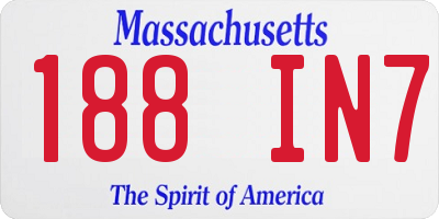 MA license plate 188IN7