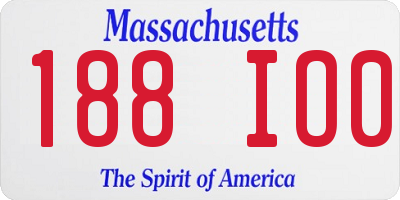 MA license plate 188IO0