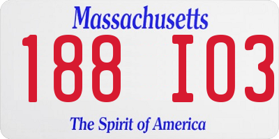 MA license plate 188IO3