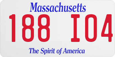 MA license plate 188IO4