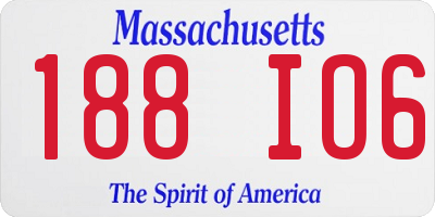 MA license plate 188IO6