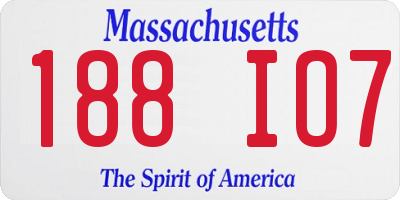 MA license plate 188IO7