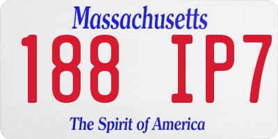 MA license plate 188IP7