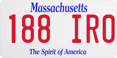 MA license plate 188IR0