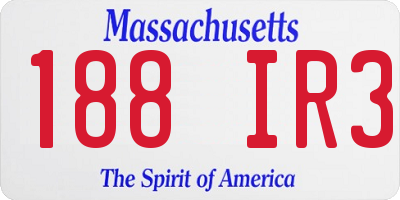 MA license plate 188IR3