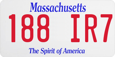 MA license plate 188IR7