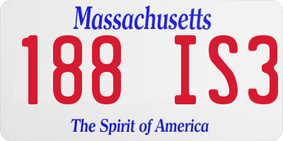 MA license plate 188IS3