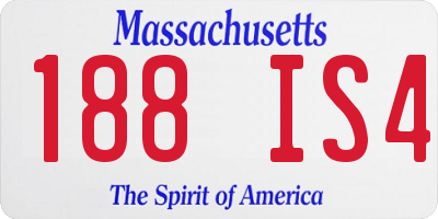 MA license plate 188IS4