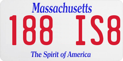 MA license plate 188IS8