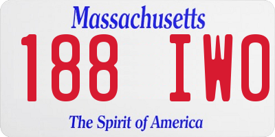 MA license plate 188IW0
