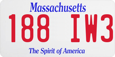 MA license plate 188IW3
