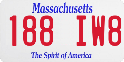 MA license plate 188IW8