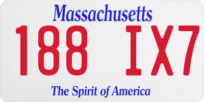 MA license plate 188IX7