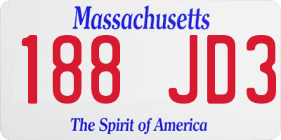 MA license plate 188JD3