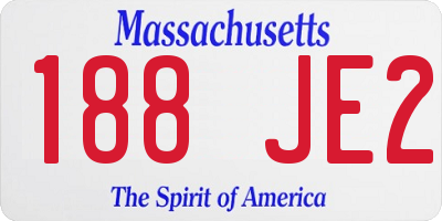 MA license plate 188JE2