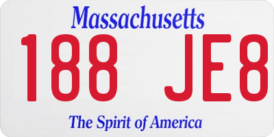 MA license plate 188JE8