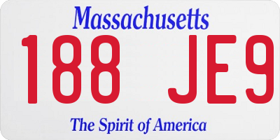 MA license plate 188JE9