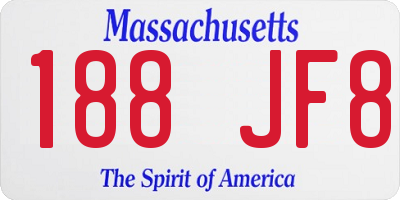 MA license plate 188JF8