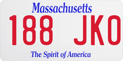MA license plate 188JK0