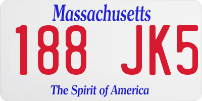 MA license plate 188JK5