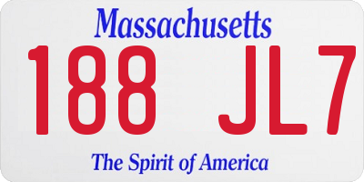 MA license plate 188JL7