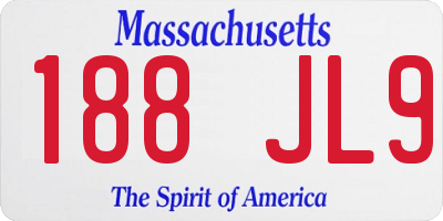 MA license plate 188JL9