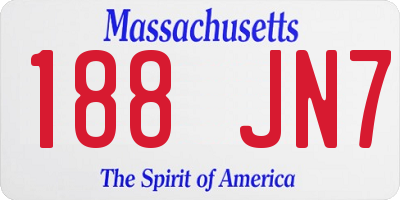 MA license plate 188JN7