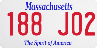 MA license plate 188JO2