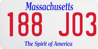 MA license plate 188JO3