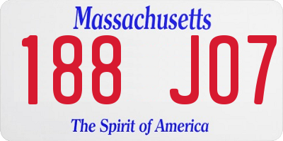 MA license plate 188JO7