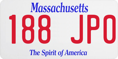 MA license plate 188JP0
