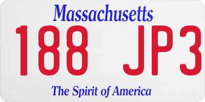 MA license plate 188JP3