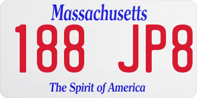 MA license plate 188JP8