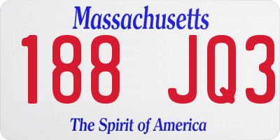 MA license plate 188JQ3