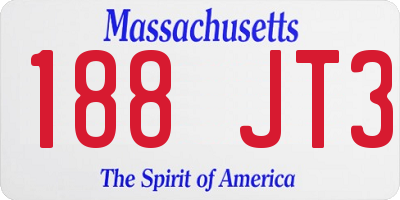 MA license plate 188JT3